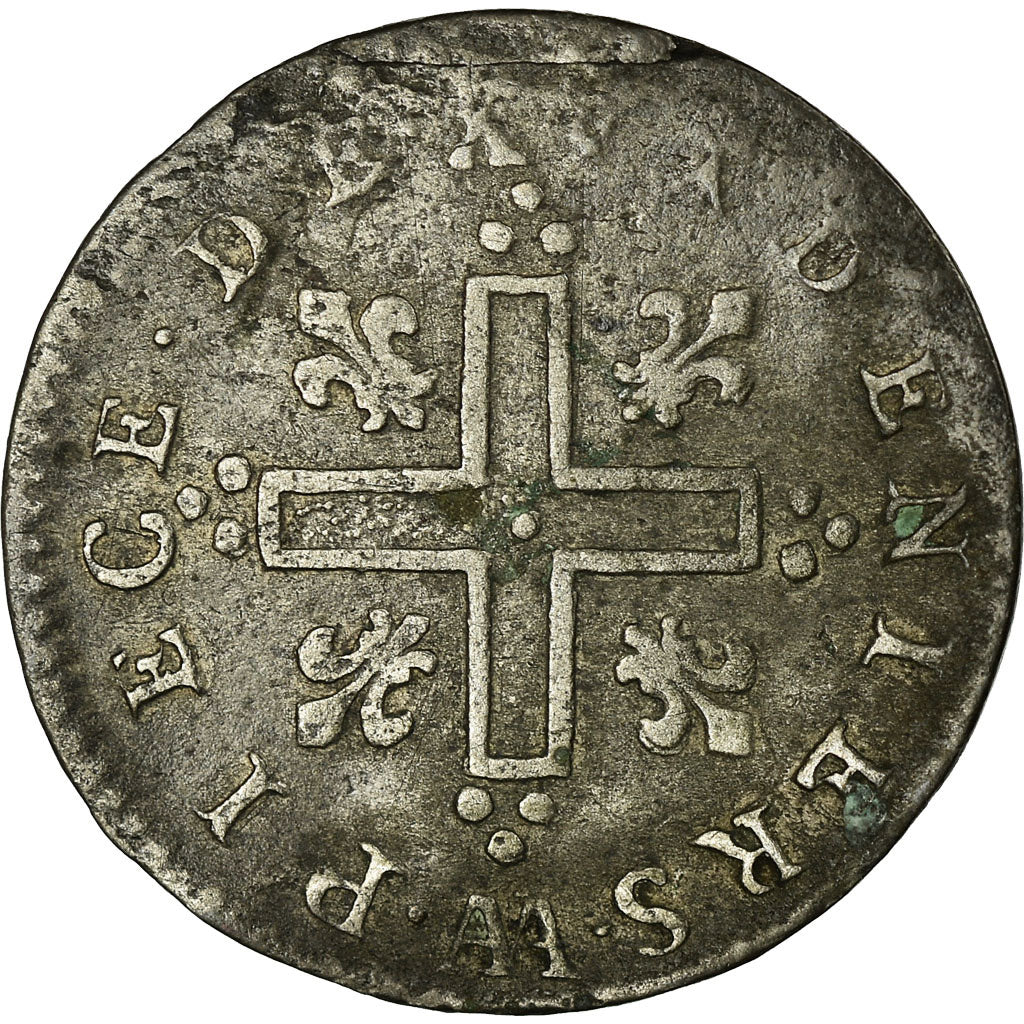 Moneda, Francia, Louis XIV, XV Deniers (pièce de), 15 Deniers, 1712, Metz