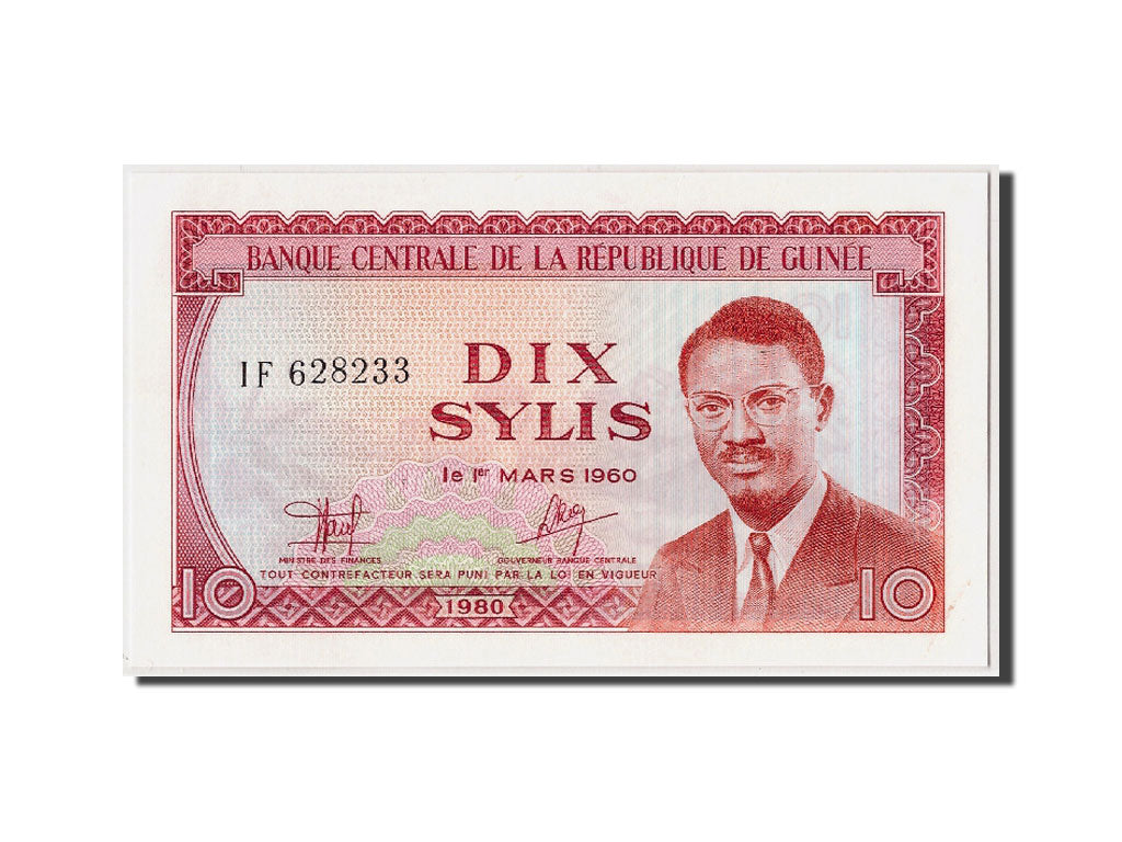 Guinea, 10 Sylis, 1980, KM #23a, UNC(65-70), IF 628233