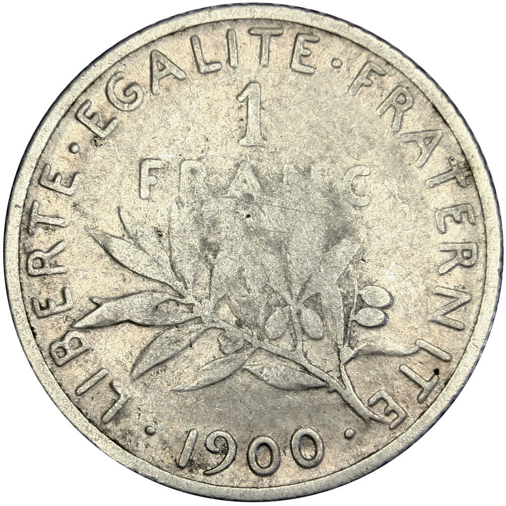 FRANCE, Semeuse, Franc, 1900, Paris, KM #844.1, F(12-15), Silver, 23, Gadoury...
