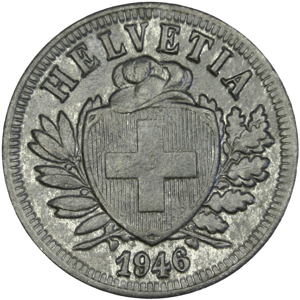 SWITZERLAND, 2 Rappen, 1946, Bern, KM #4.2b, AU(55-58), Zinc, 20, 2.42