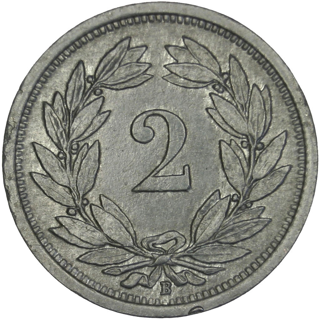 SWITZERLAND, 2 Rappen, 1946, Bern, KM #4.2b, AU(55-58), Zinc, 20, 2.42