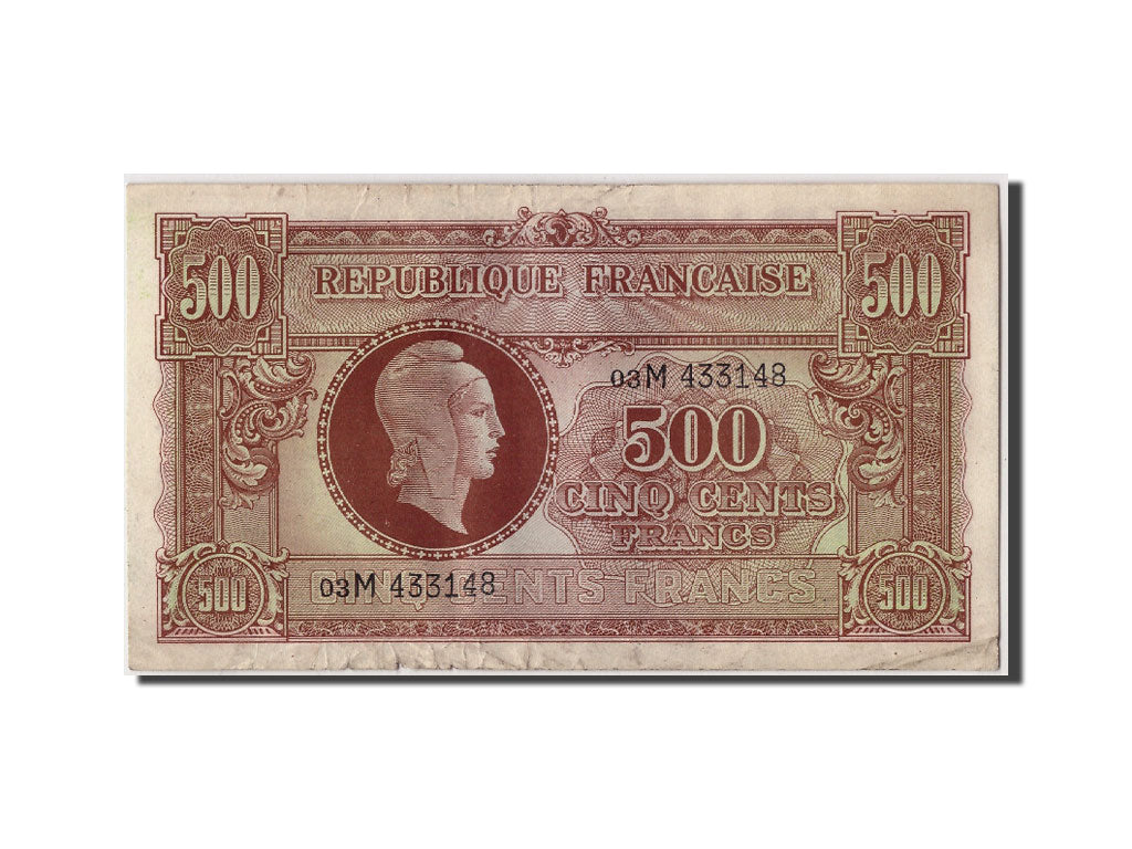France, 500 Francs, 1943-1945 Marianne, 1945, KM #106, 1945-06-01, VF(20-25),...