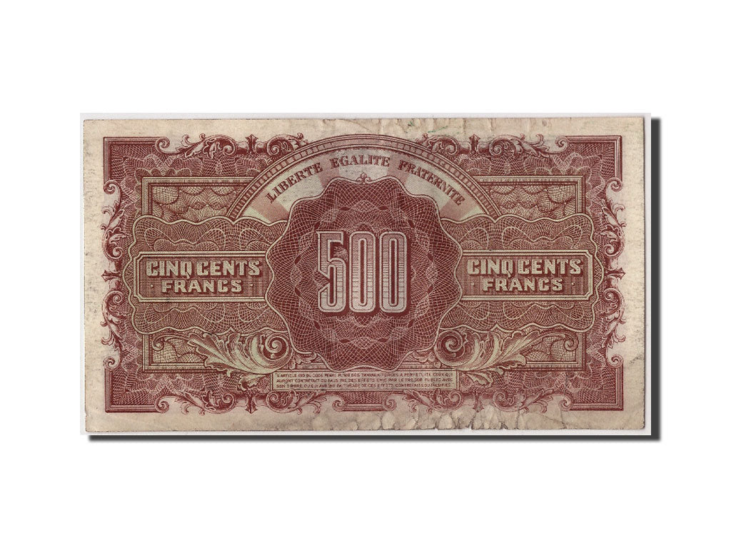 France, 500 Francs, 1943-1945 Marianne, 1945, KM #106, 1945-06-01, VF(20-25),...