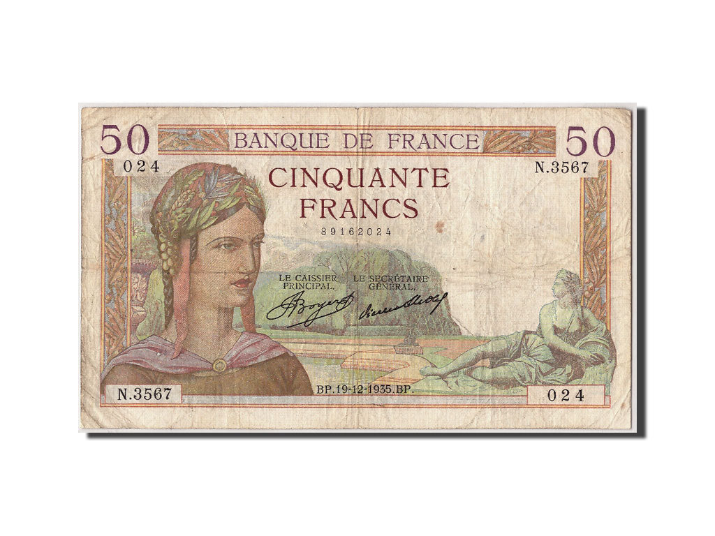 Banknote, France, 50 Francs, 50 F 1934-1940 ''Cérès'', 1935, 1935-12-19