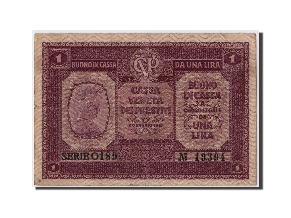 Italy, 1 Lira, 1918, 1918-01-02, VF(30-35)