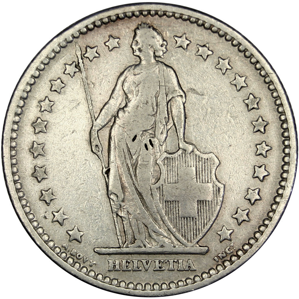 Svizzera, 2 Francs, 1904, Bern, BB, Argento, KM:21