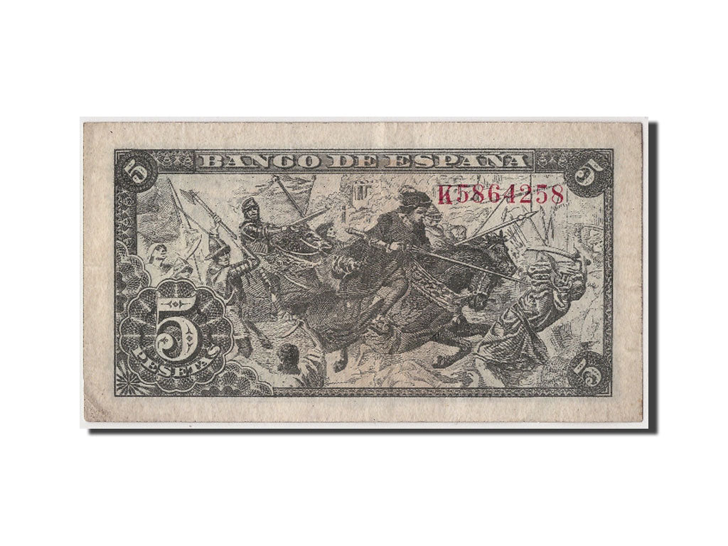Banknote, Spain, 5 Pesetas, 1945, 1945-06-15, AU(50-53)