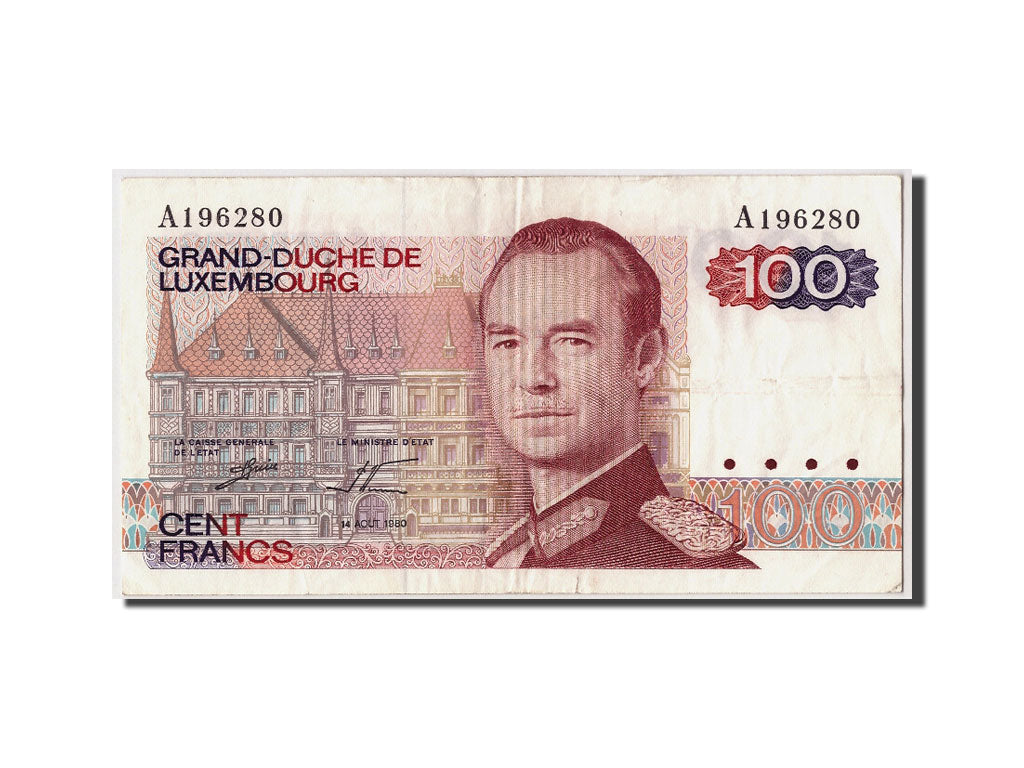 Luxembourg, 100 Francs, 1980, KM #57a, 1980-08-14, EF(40-45), A196280
