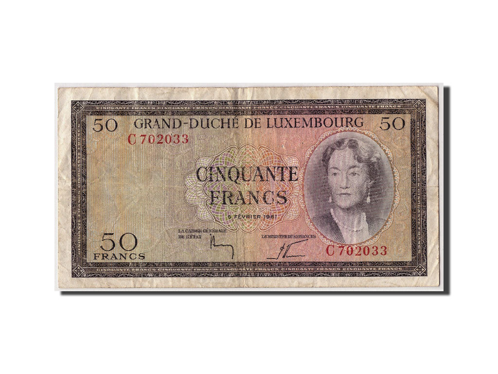 Luxembourg, 50 Francs, 1961, KM #51a, 1961-02-06, VF(20-25), C702033