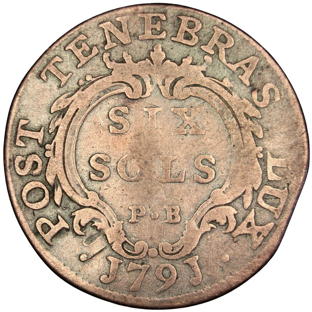 Switzerland, 6 Sols, 1791, KM #82, VF(30-35), Billon, 2.48
