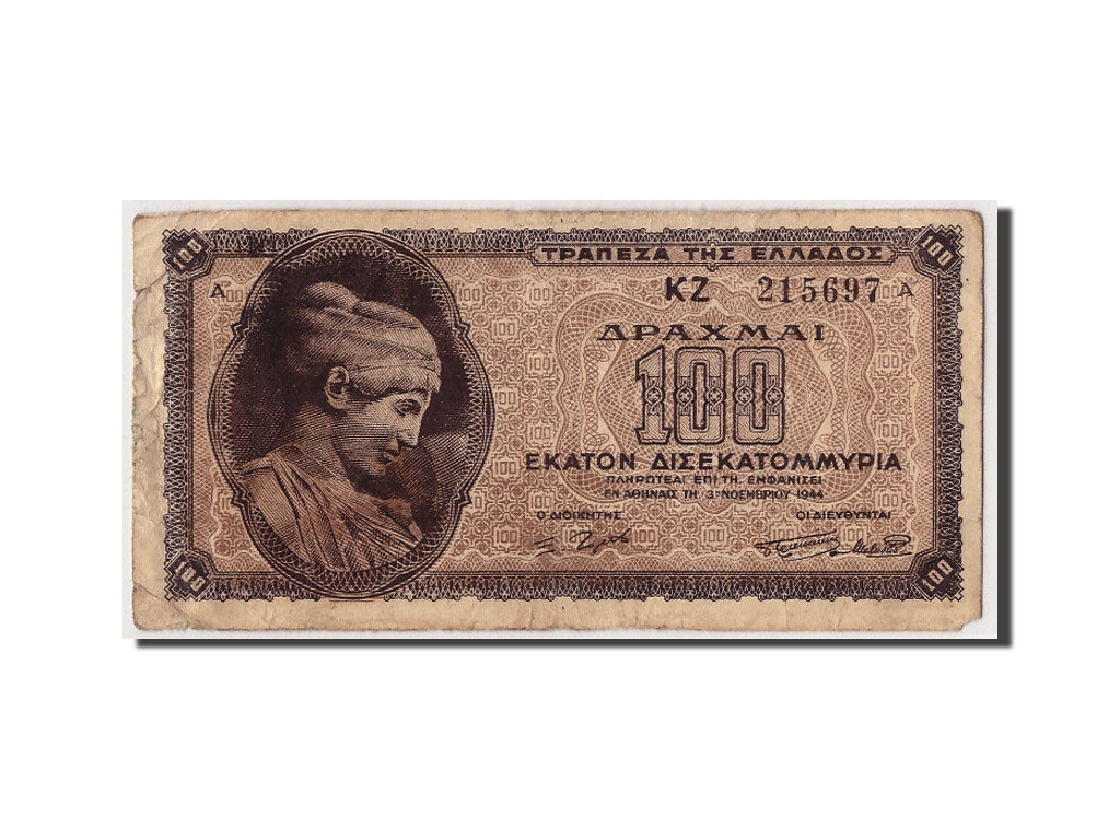 Greece, 100,000,000,000 Drachmai, 1944, KM #135a, 1944-11-03, F(12-15), KZ...