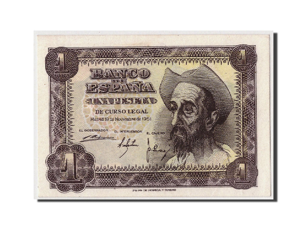 Banknote, Spain, 1 Peseta, 1951, 1951-11-19, UNC(63)