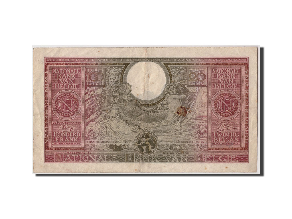 Banknote, Belgium, 100 Francs-20 Belgas, 1943, 1943-02-01, VF(30-35)