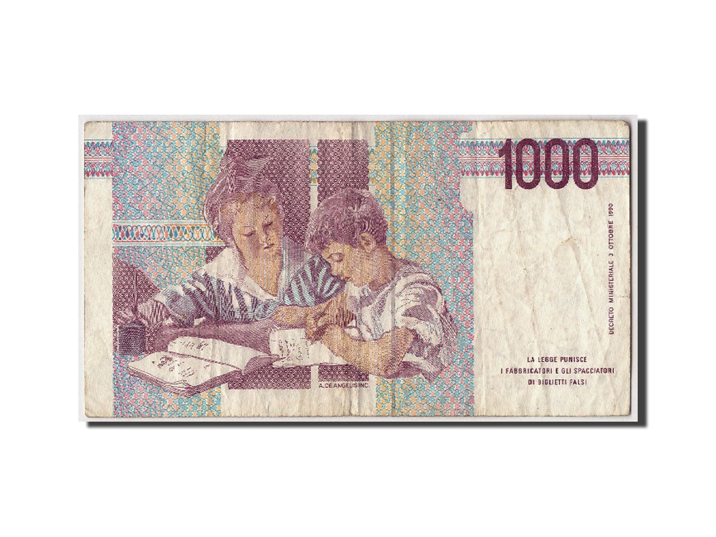 Italy, 1000 Lire, 1990, KM #114a, VF(20-25), RC590726D