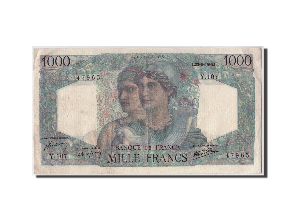 Banknote, France, 1000 Francs, 1 000 F 1945-1950 ''Minerve et Hercule'', 1945
