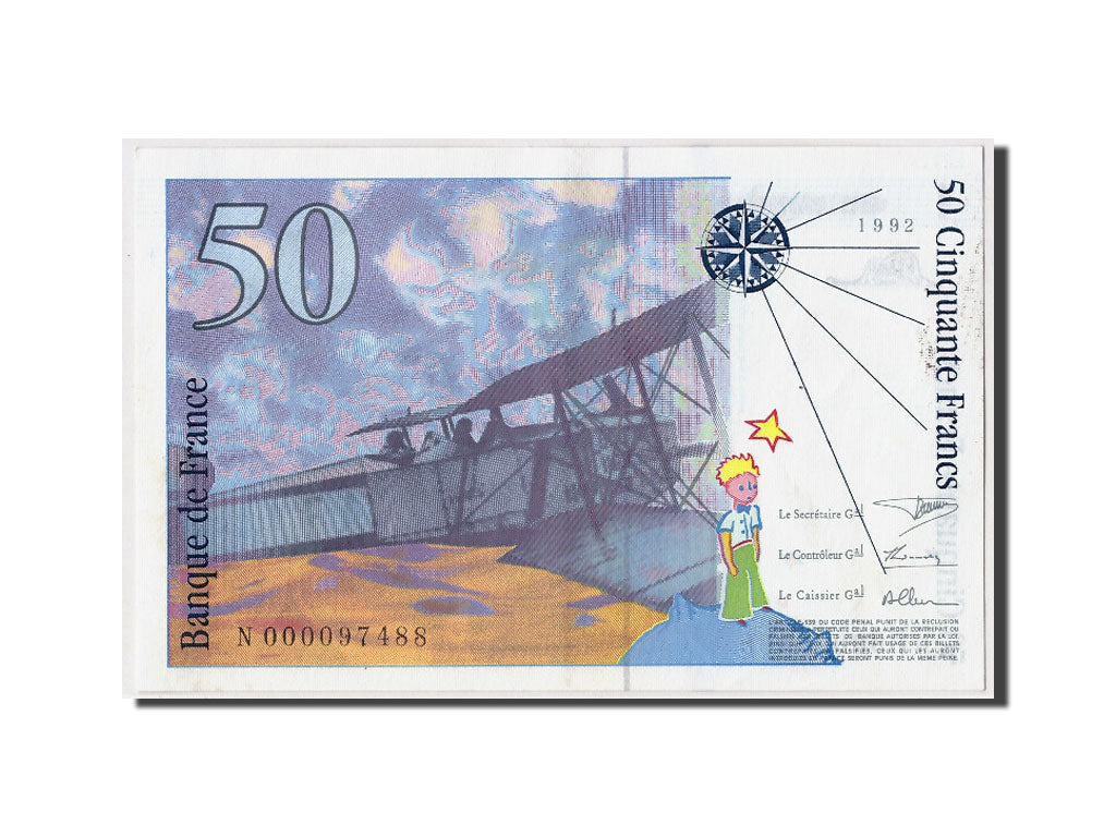 Banknote, France, 50 Francs, 50 F 1992-1999 ''St Exupéry'', 1992, UNC(63)
