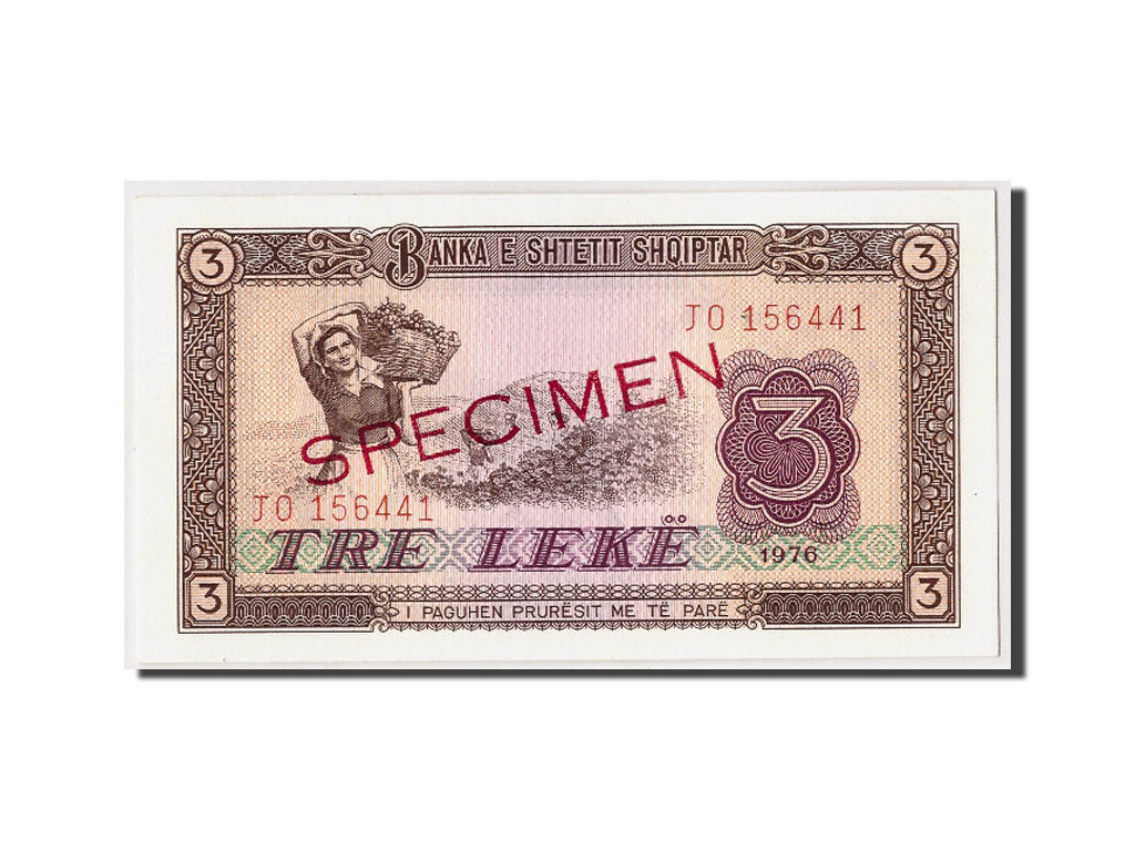 Biljet, Albanië, 3 Lekë, 1976, KM:41s2, SPL