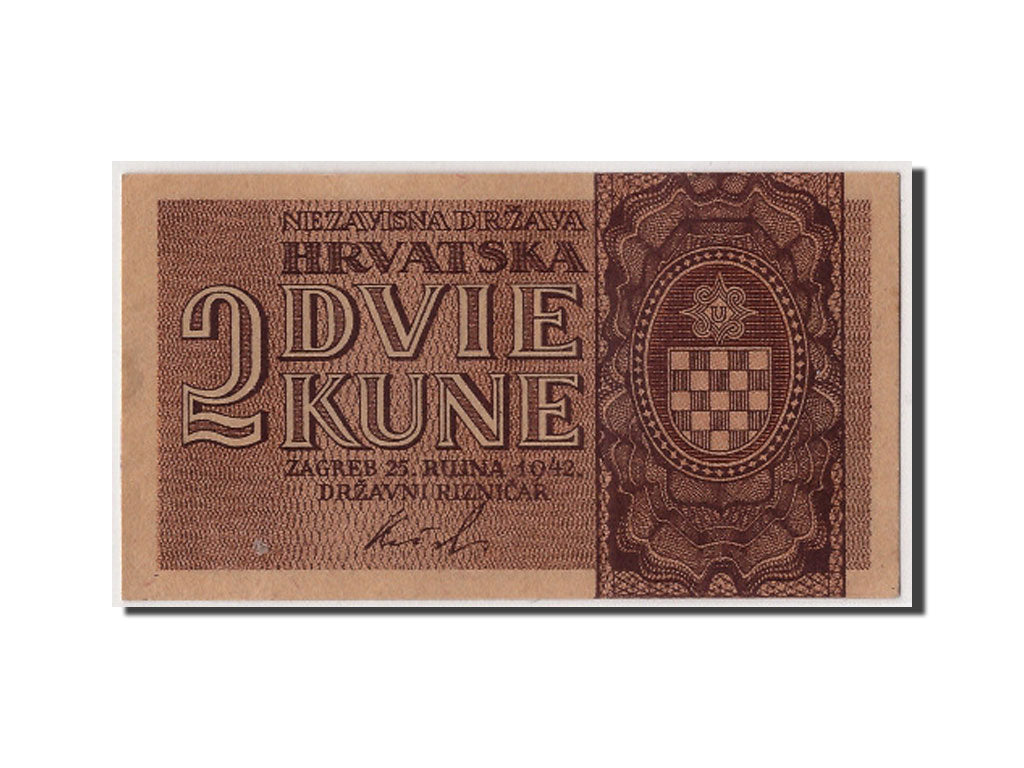 Croatia, 2 Kune, 1942, KM #8b, 1942-09-25, AU(55-58), CN 287112