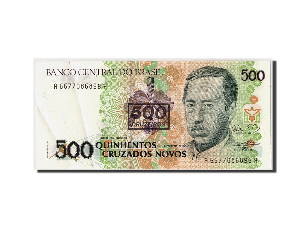 Banknote, Brazil, 500 Cruzeiros on 500 Cruzados Novos, AU(55-58)