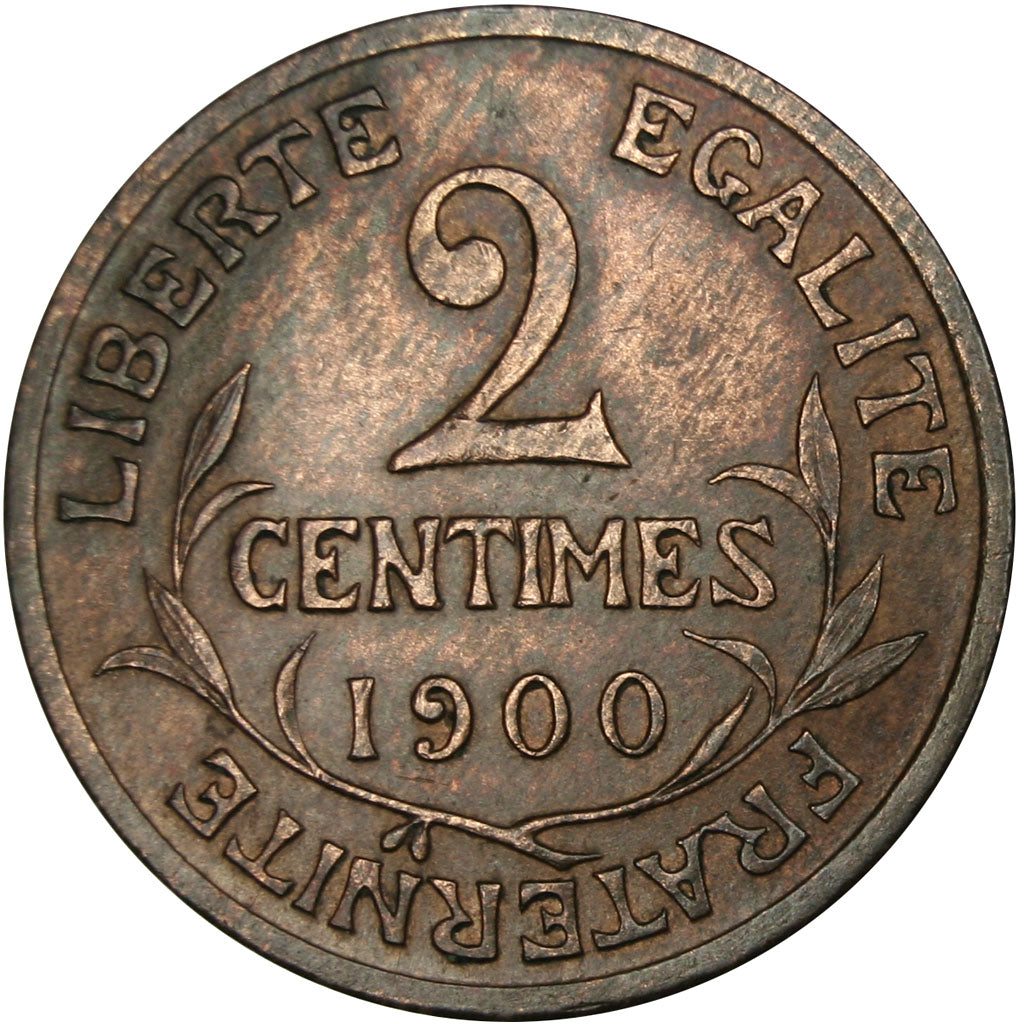 FRANCE, Dupuis, 2 Centimes, 1900, Paris, KM #841, EF(40-45), Bronze, 20.2,...