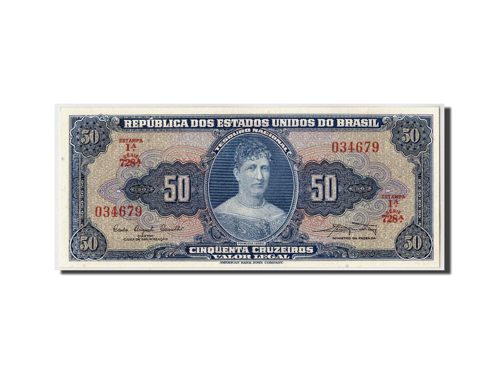 Brazil, 50 Cruzeiros, KM #169a, UNC(63), 034679