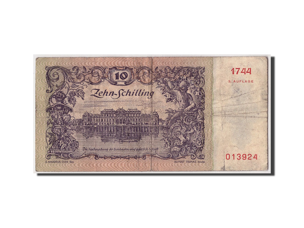 Austria, 10 Schilling, 1950, KM #128, 1950-01-02, VF(20-25), 1744 013924