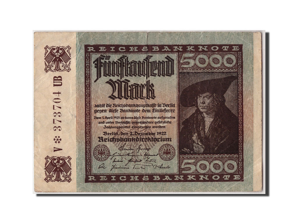 Germany, 5000 Mark, 1922, KM #81b, 1922-12-02, VF(30-35), V373704UB