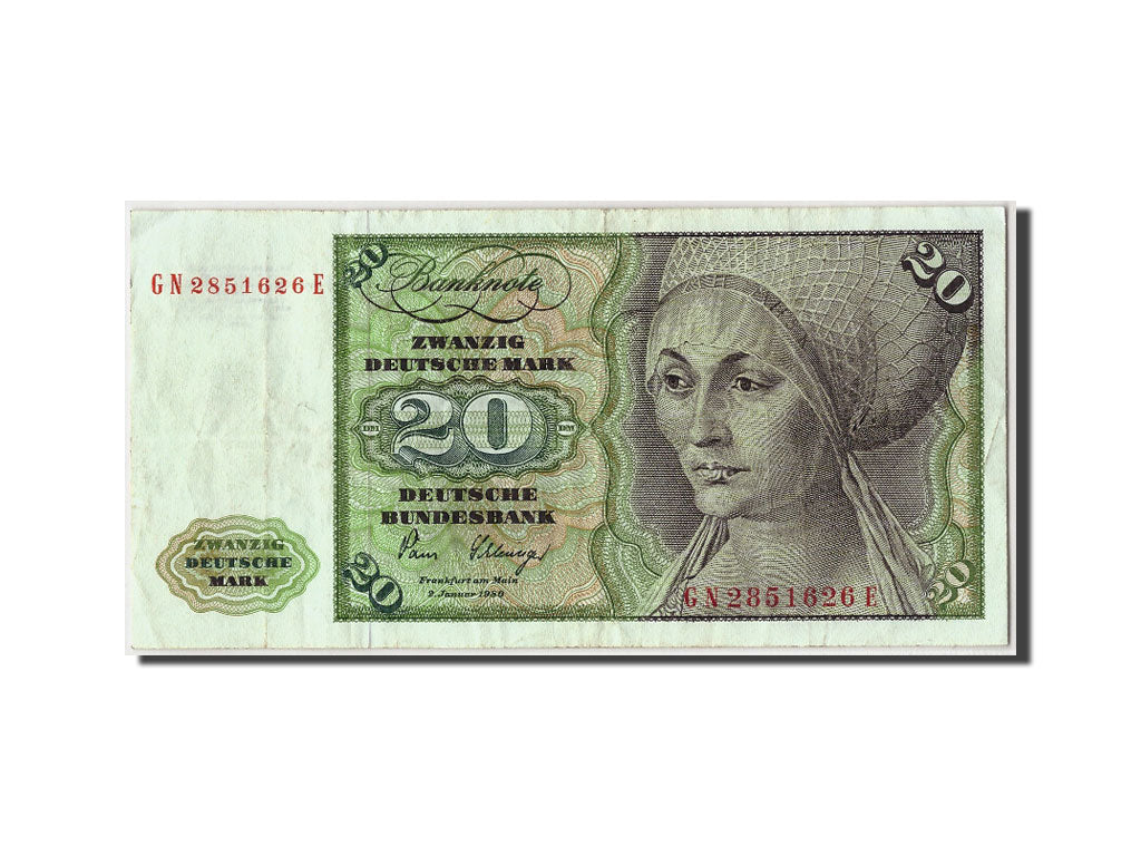 Billet, République fédérale allemande, 20 Deutsche Mark, 1980, 1980-01-02