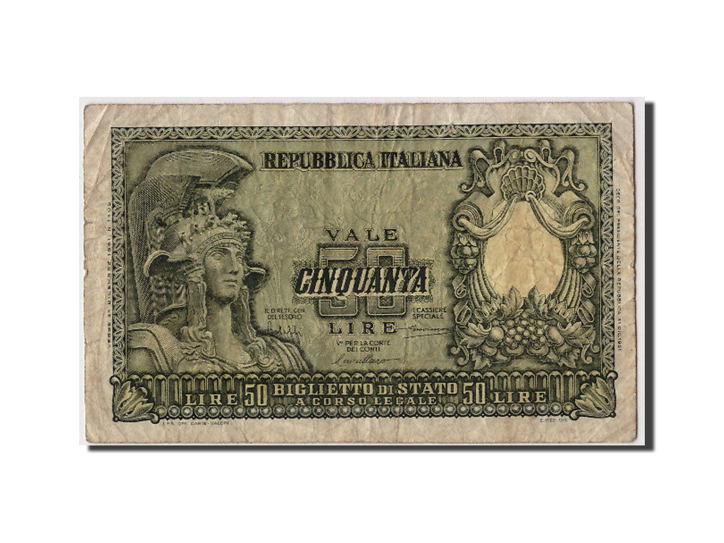 Italy, 50 Lire, 1951, KM #91a, 1951-12-31, F(12-15), O579 052130