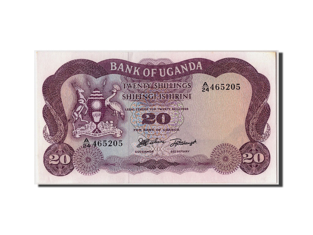 Uganda, 20 Shillings, KM #3a, UNC(63), A/24 465205