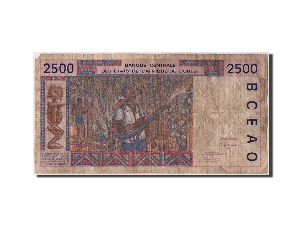 West African States, 2500 Francs, 1992, KM #112Aa, F(12-15), A 9201900264