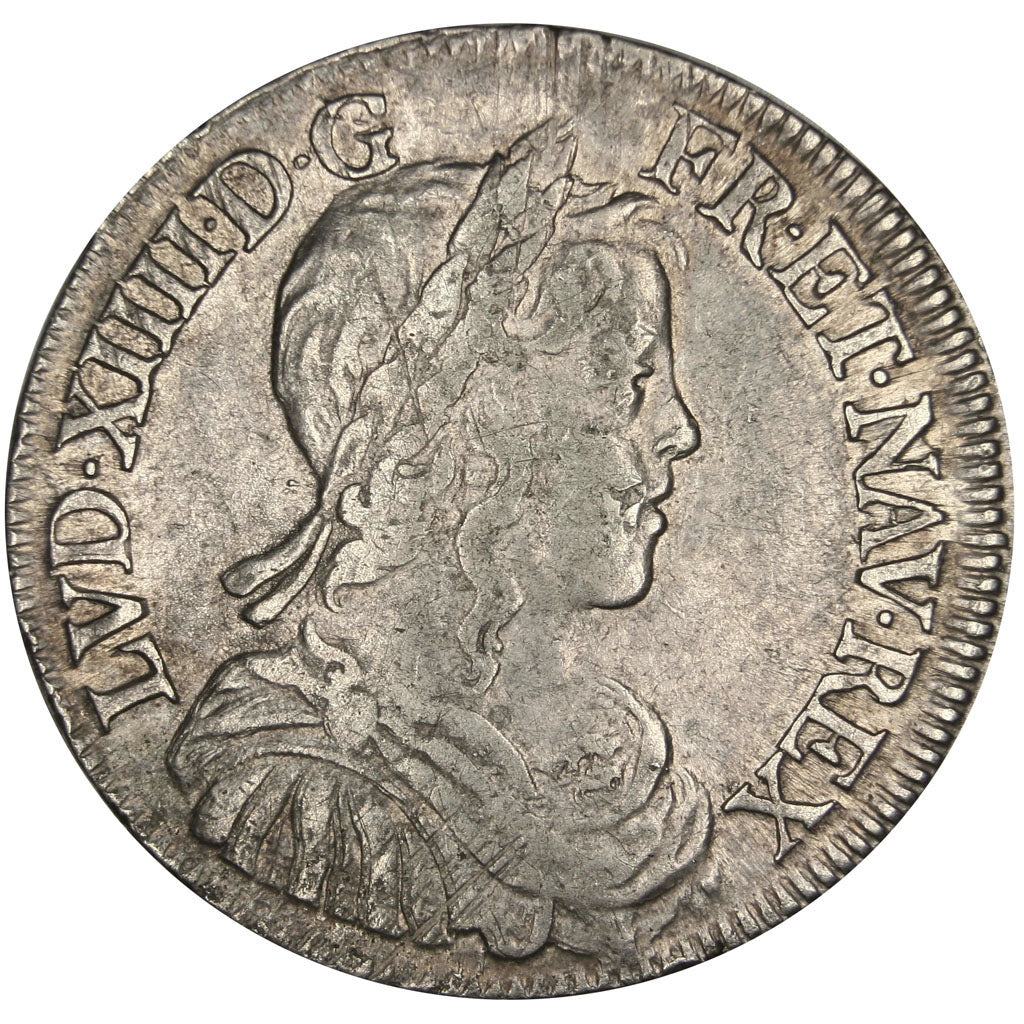 FRANCE, 1/2 Écu à la mèche longue, 1/2 ECU, 1651, Poitiers, KM #164.8, EF(40-45)