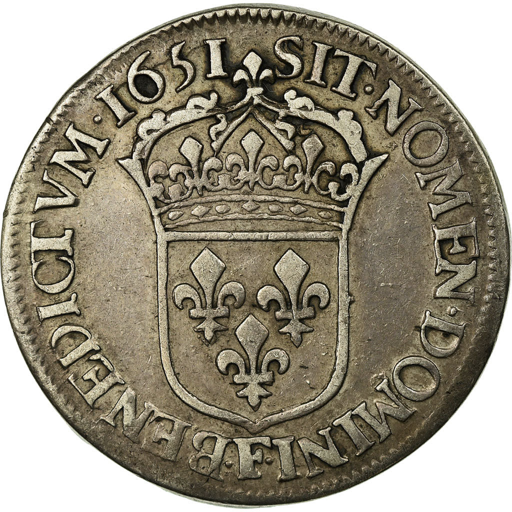 Moneta, Francja, Louis XIV, 1/2 Écu à la mèche longue, 1/2 Ecu, 1651, Angers