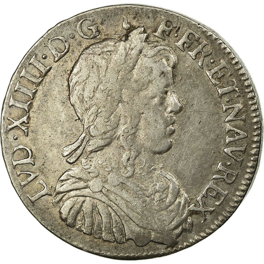 Moneda, Francia, Louis XIV, 1/2 Écu à la mèche longue, 1/2 Ecu, 1651