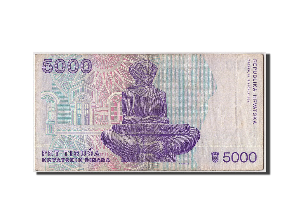 Croatia, 5000 Dinara, 1992, KM #24a, 1992-01-15, VF(30-35), D0446841