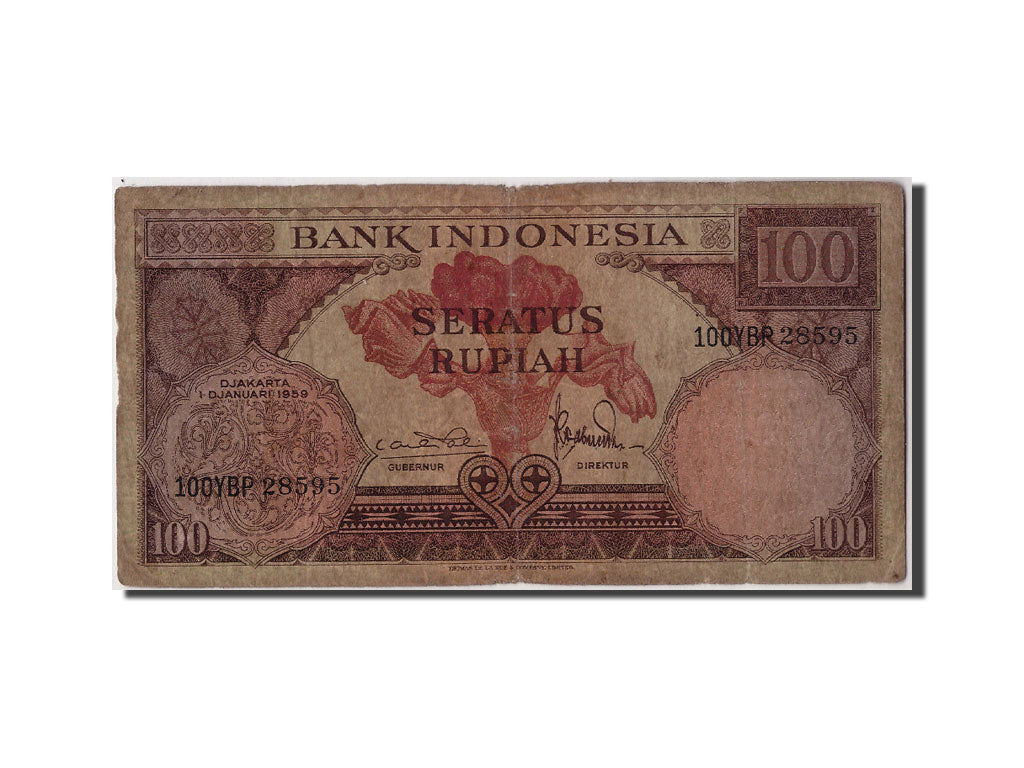 Indonesia, 100 Rupiah, 1959, KM #69, 1959-01-01, F(12-15), 100YBP 28595