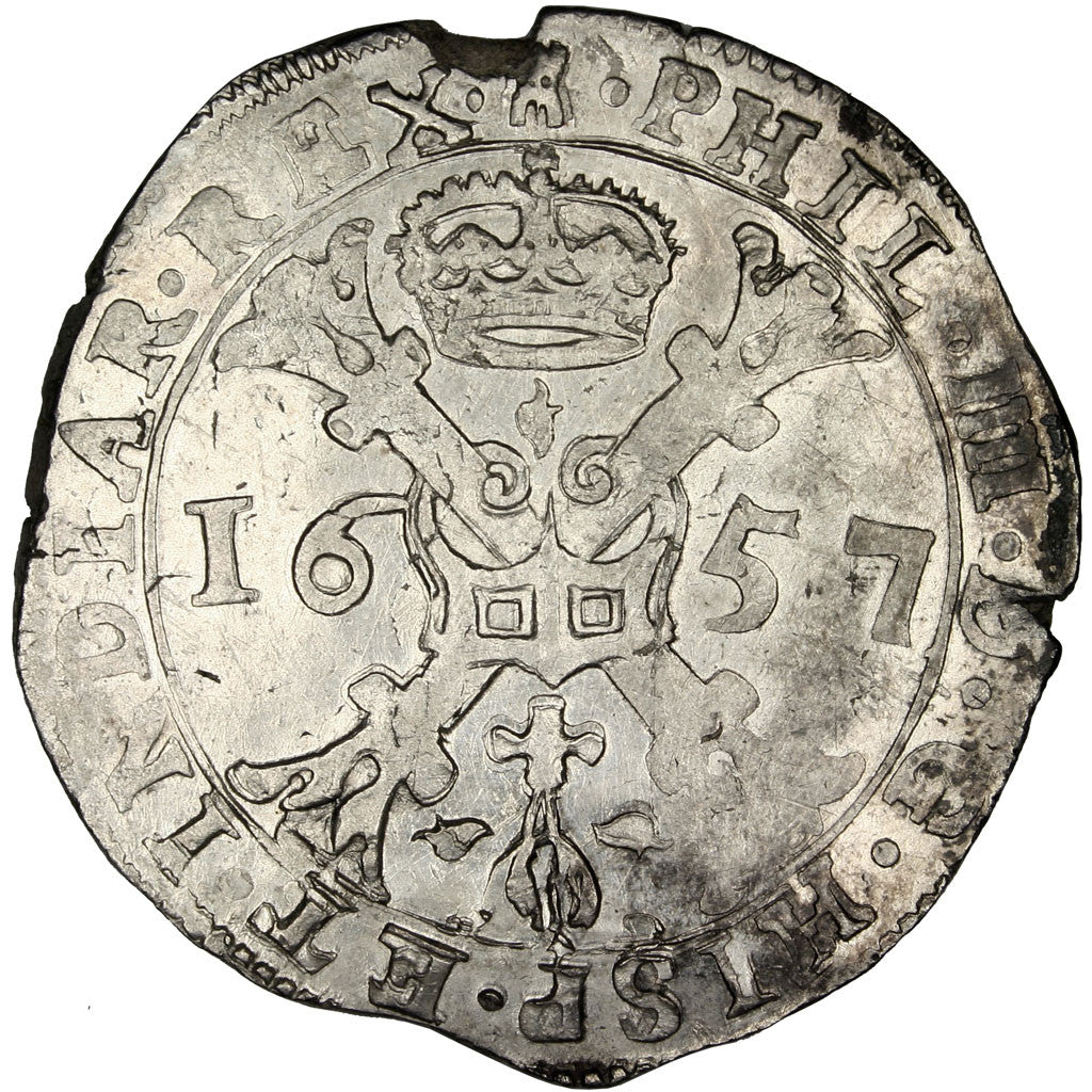 SPANISH NETHERLANDS, Patagon, 1657, Brabant, KM #53.3, EF(40-45), Silver, 28.05