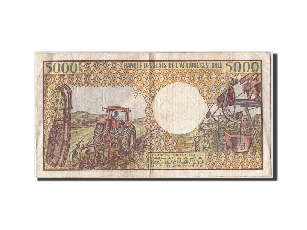 Central African Republic, 5000 Francs, KM #12a, VF(30-35), A.001 213132