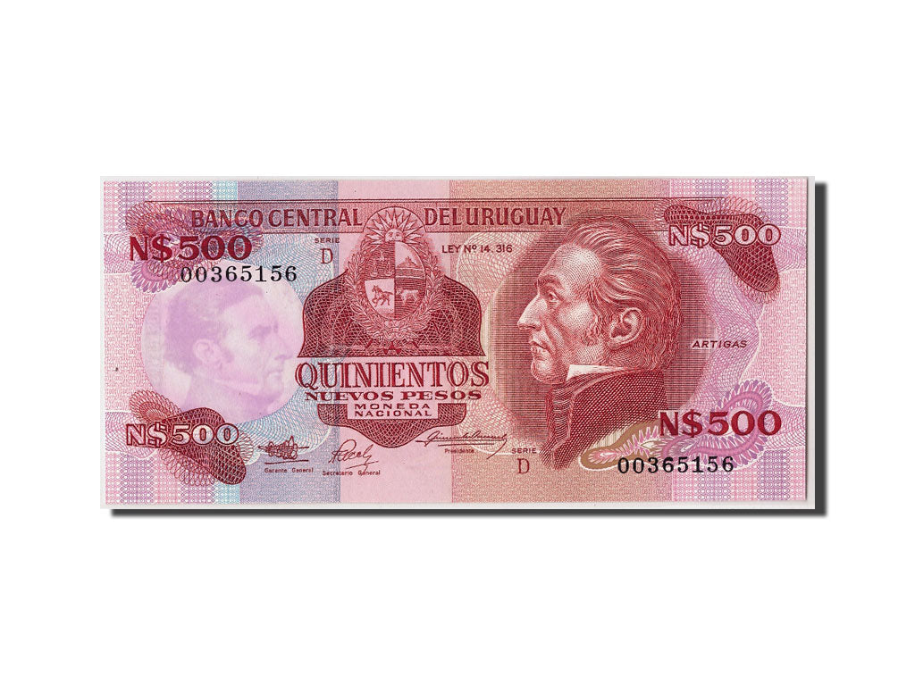 Uruguay, 500 Nuevos Pesos, KM #63A, UNC(65-70), 00365156