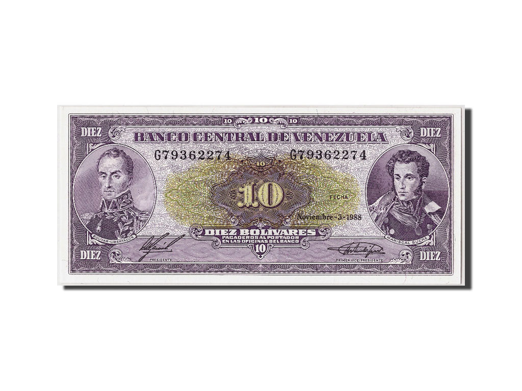 Banknote, Venezuela, 10 Bolívares, 1988, UNC(65-70)