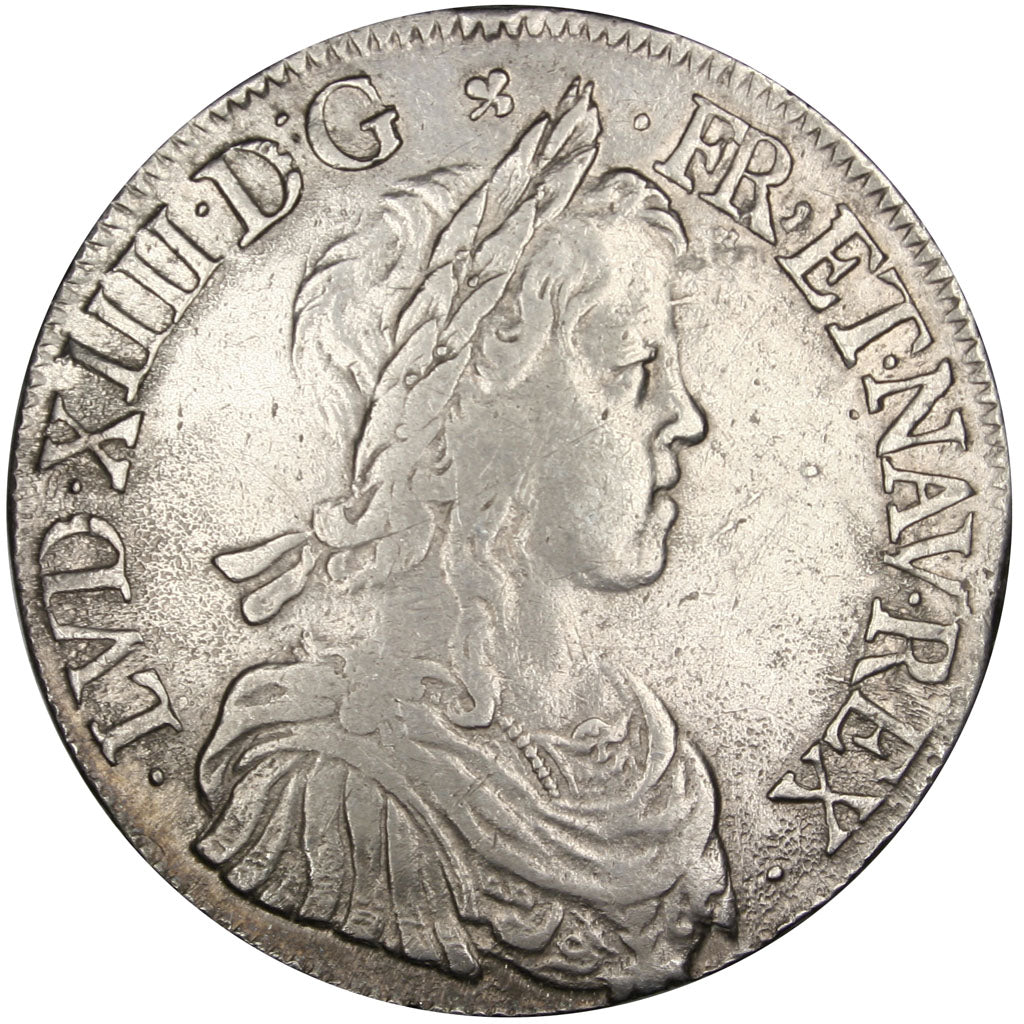 FRANCE, Écu à la mèche longue, ECU, 1649, Montpellier, KM #155.12, EF(40-45), Si