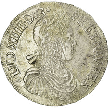 Monnaie, France, Louis XIV, Écu à la mèche longue, Ecu, 1653, Nantes, TB+