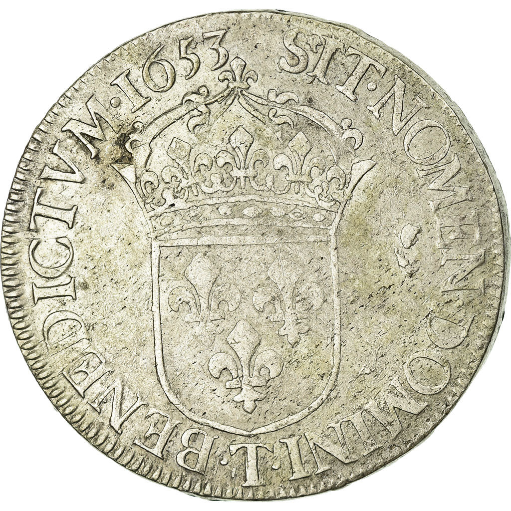 Monnaie, France, Louis XIV, Écu à la mèche longue, Ecu, 1653, Nantes, TB+