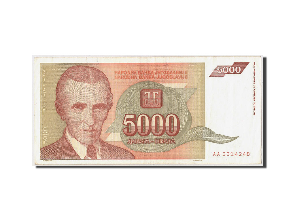 Banconote, Iugoslavia, 5000 Dinara, 1993, SPL-