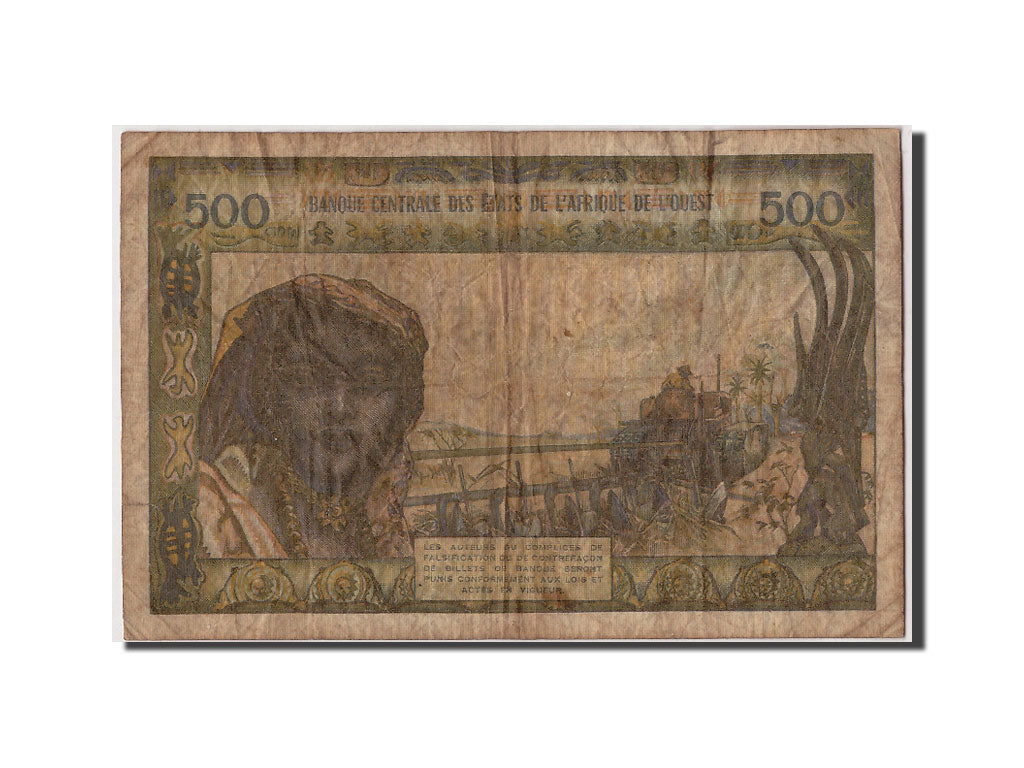 West African States, 500 Francs, KM #702Kl, VG(8-10), P.58 K 33615