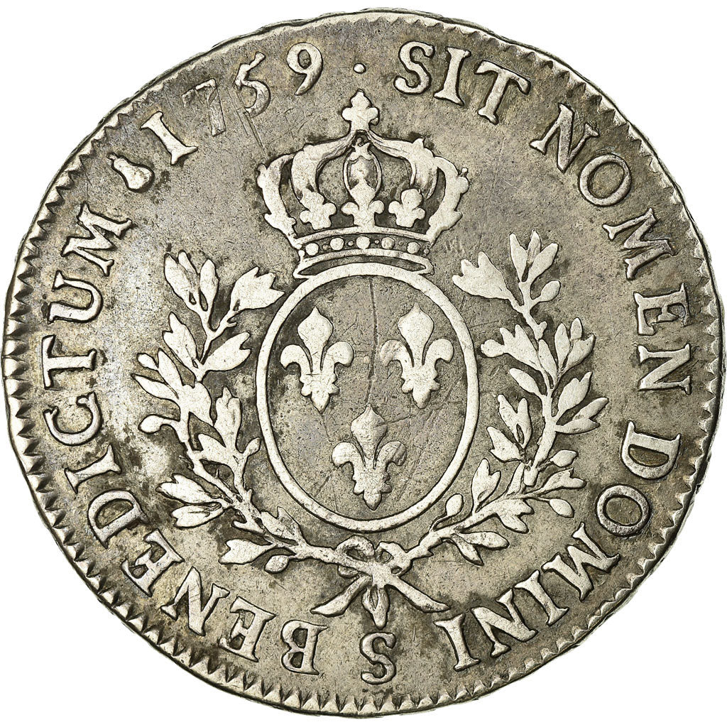 Coin, France, Ecu, 1759, Reims, EF(40-45), Silver, Gadoury:322