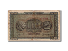 Greece, 100,000 Drachmai, 1944, KM #125a, 1944-01-21, F(12-15), Alpha Delta...