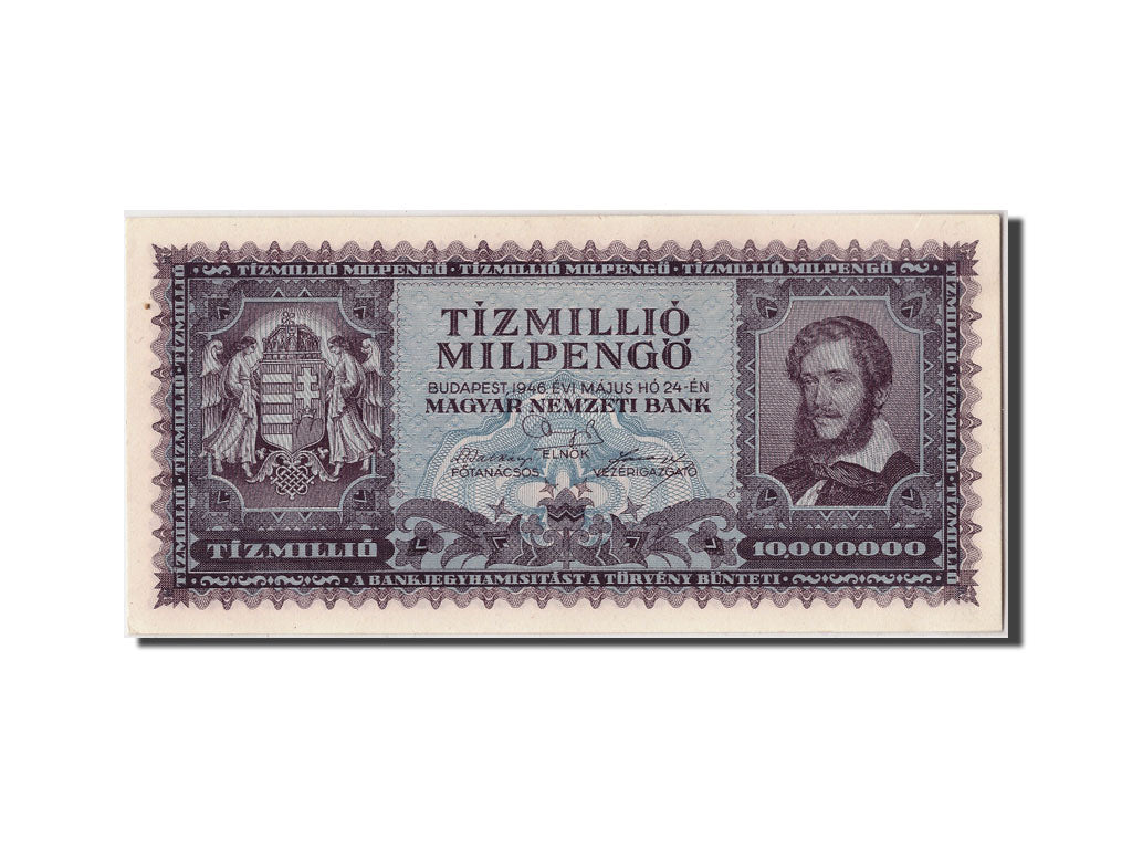 Hungary, 10 Million Milpengö, 1946, KM #129, 1946-05-24, UNC(63)