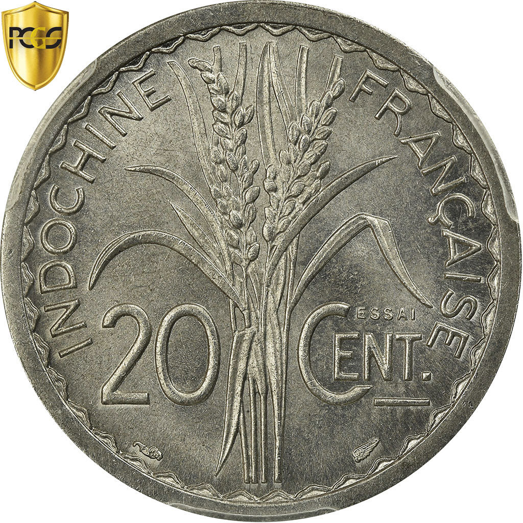 Coin, FRENCH INDO-CHINA, 20 Cents, 1945, Paris, PCGS, SP64, MS(64), Aluminum