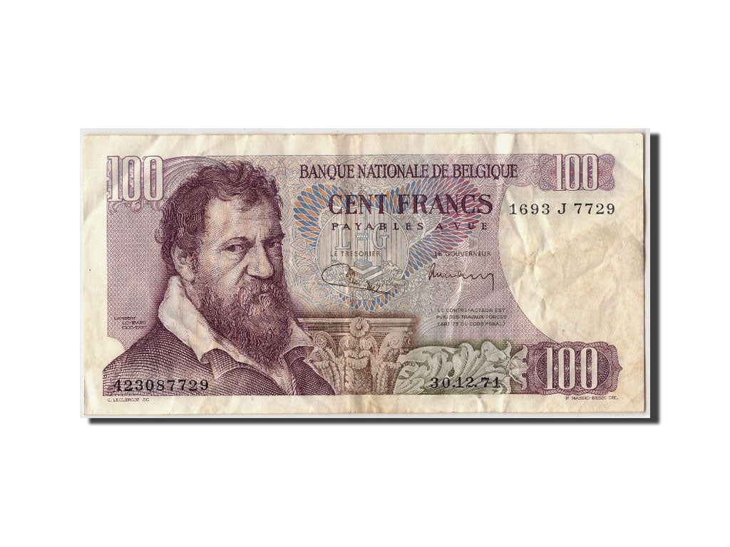 Belgium, 100 Francs, 1971, KM #134b, 1971-12-30, EF(40-45), 1693 J 7729